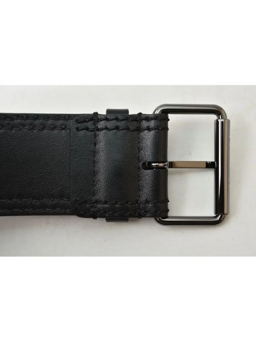 Dior Belt Leather Black Silver Business